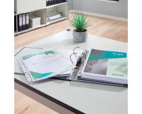 Geperforeerde hoesjes Leitz A4 met balg PVC gekorreld 17/100e - doos van 5 stuks
