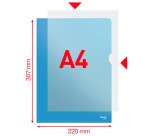 Chemise coin plastique Esselte A4 polypropylène 12/100e grainé couleur transparente - Paquet de 100