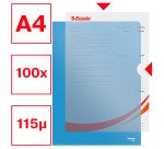 Chemise coin plastique Esselte A4 polypropylène 12/100e grainé couleur transparente - Paquet de 100