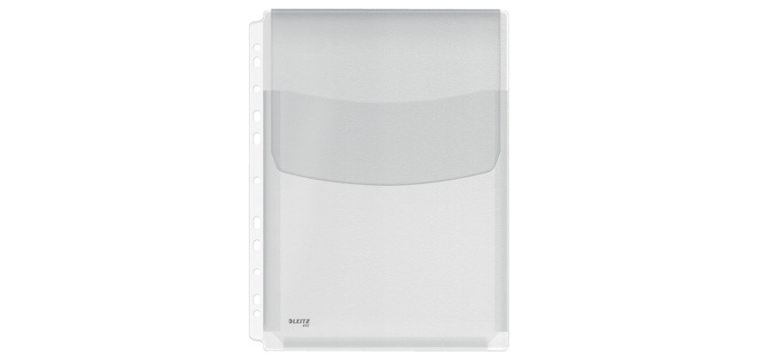 Pochettes perforées Leitz A4 à soufflet à rabat PVC grainé 17/100e - Boîte de 5