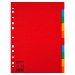 Intercalaire A4 carte colorée Esselte 10 onglets neutres multicolores - 1 jeu