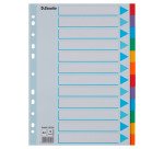 Intercalaires A4 carte colorée Esselte 12 onglets - 1 jeu