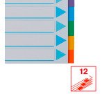 Intercalaires A4 carte colorée Esselte 12 onglets - 1 jeu