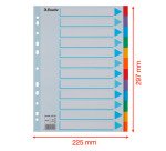 Intercalaires A4 carte colorée Esselte 12 onglets - 1 jeu