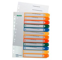Tabblad Leitz WOW A4+ 11-gaats 1-12 PP assorti