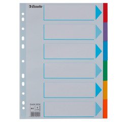 Intercalaires A4 carte colorée Esselte 6 onglets - 1 jeu