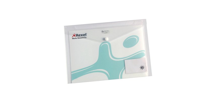 Aufbewahrungstasche mit Druckknopf und A4-Kartenhalter, Rexel Ice, transparent - Packung mit 5