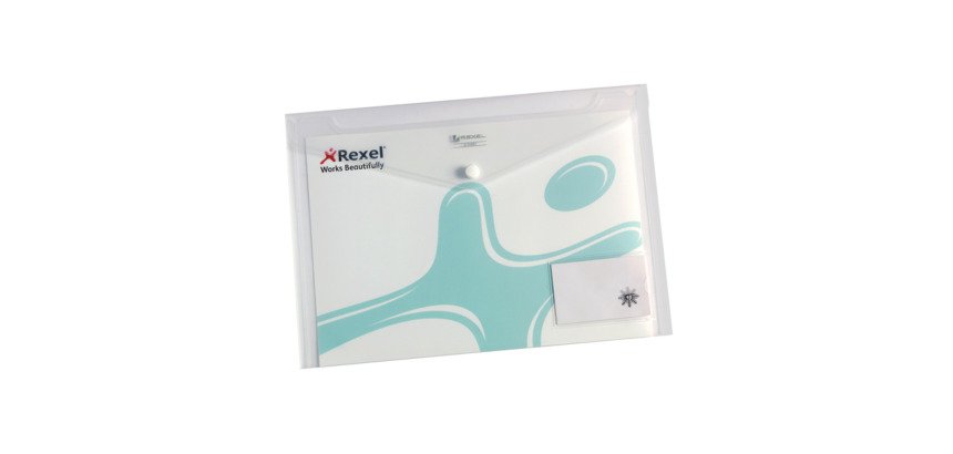 Pochette de rangement à pression avec porte carte A4 Rexel Ice incolore - Paquet de 5