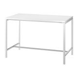 Table haute Boxy H 107 x L 160 x 80 cm blanc piétement métal