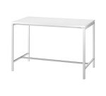 Table haute Boxy H 107 x L 160 x 80 cm blanc piétement métal