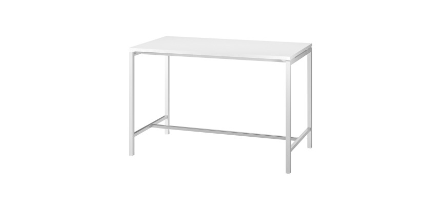 Table haute Boxy H 107 x L 160 x 80 cm blanc piétement métal