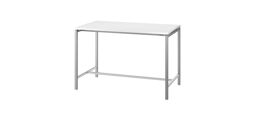 Table haute Boxy H 107 x L 160 x 80 cm blanc piétement métal