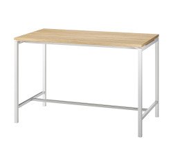 Table haute Boxy H 107 x L 160 x 80 cm chêne piètement métal