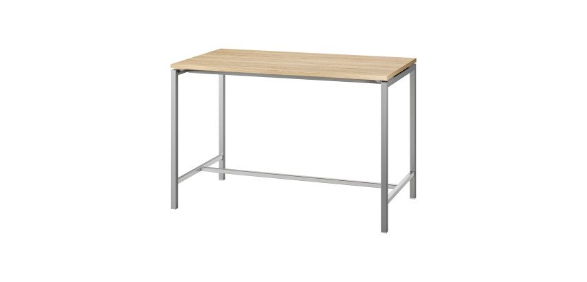 Table haute Boxy H 107 x L 160 x 80 cm chêne piètement métal