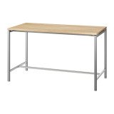 Table haute Boxy H 107 x L 180 x 80 cm chêne piétement métal