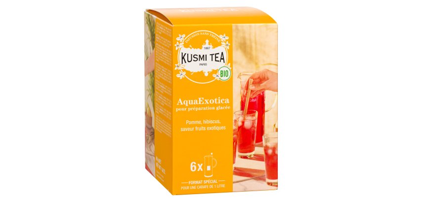 Infusion AquaExotica Bio Kusmi Tea - Boîte de 6 grands sachets pour carafe