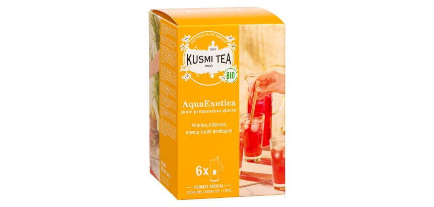 Infusion AquaExotica Bio Kusmi Tea - Boîte de 6 grands sachets pour carafe