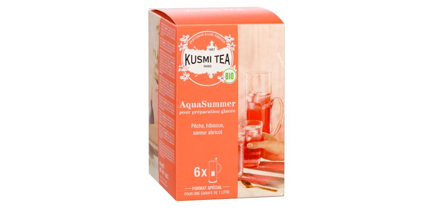 Infusion AquaSummer Bio Kusmi Tea - Boîte de 6 grands sachets pour carafe