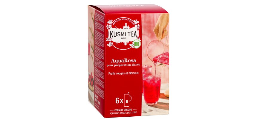 Infusion AquaRosa Bio Kusmi Tea - Boîte de 6 grands sachets spécial carafe