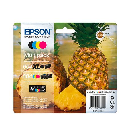 Epson 604XL Multipack - 4-pack - XL(black) + Standard Capacity - black, yellow, cyan, magenta - original - ink cartridge