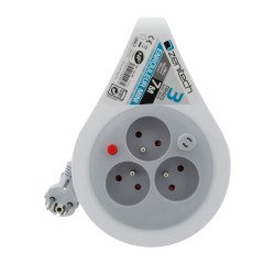 Mini enrouleur 3 Prises - câble 7 m - Zenitech