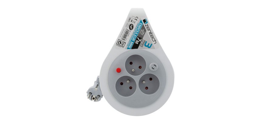 Mini enrouleur 3 Prises, câble 7 m Watt&Co