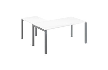 Hoekbureau Arko L 160 x D 160 cm wit onderstel in antracietkleurig metaal