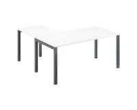 Bureau d'angle Arko L 160 x P 160 cm Blanc piètement métal