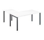 Corner desk Arko L 160 x W 160 cm white metal base