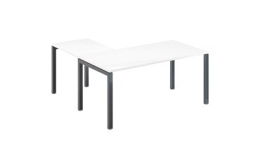 Corner desk Arko L 160 x W 160 cm white metal base