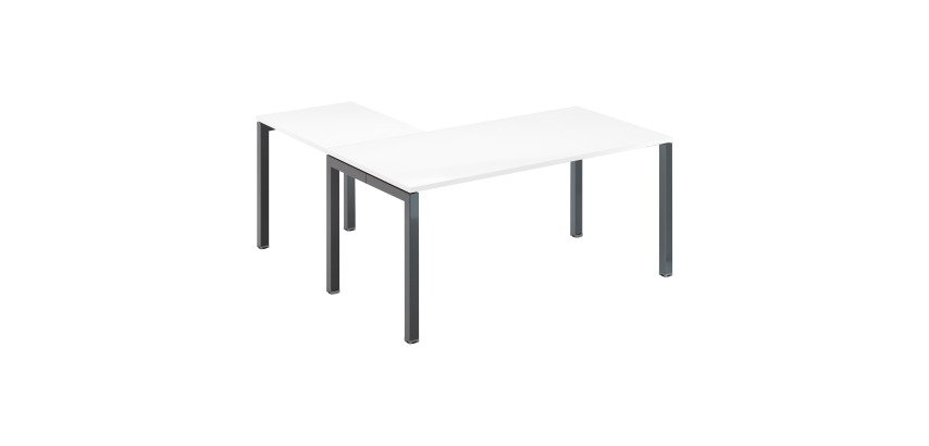 Bureau d'angle L 160 x P 160 cm blanc piètement métal - Team line