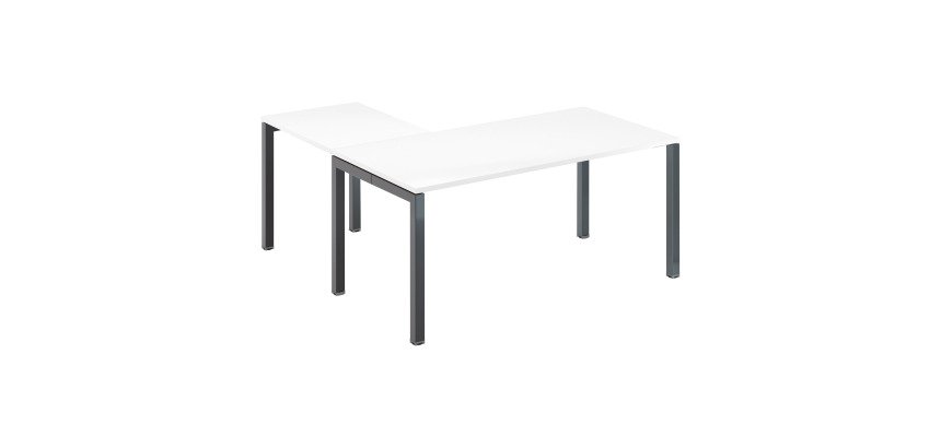 Bureau d'angle L 160 x P 160 cm blanc piètement métal - Team line
