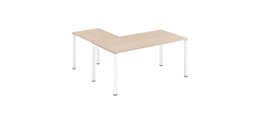 Bureau d'angle L 160 x P 160 cm chêne clair piètement métal - Team line