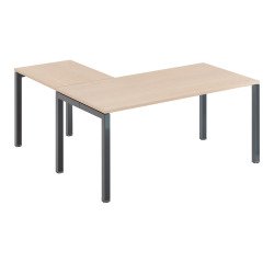 Eckschreibtisch Arko B 160 x T 160 cm helle Eiche Metallgestell