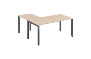 Corner desk Arko W 160 x D 160 cm light oak with metal base