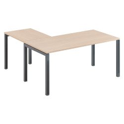 Bureau d'angle L 160 x P 160 cm chêne clair piètement métal - Team line