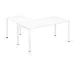 Bureau d'angle L 160 x P 160 cm blanc piètement métal - Team line