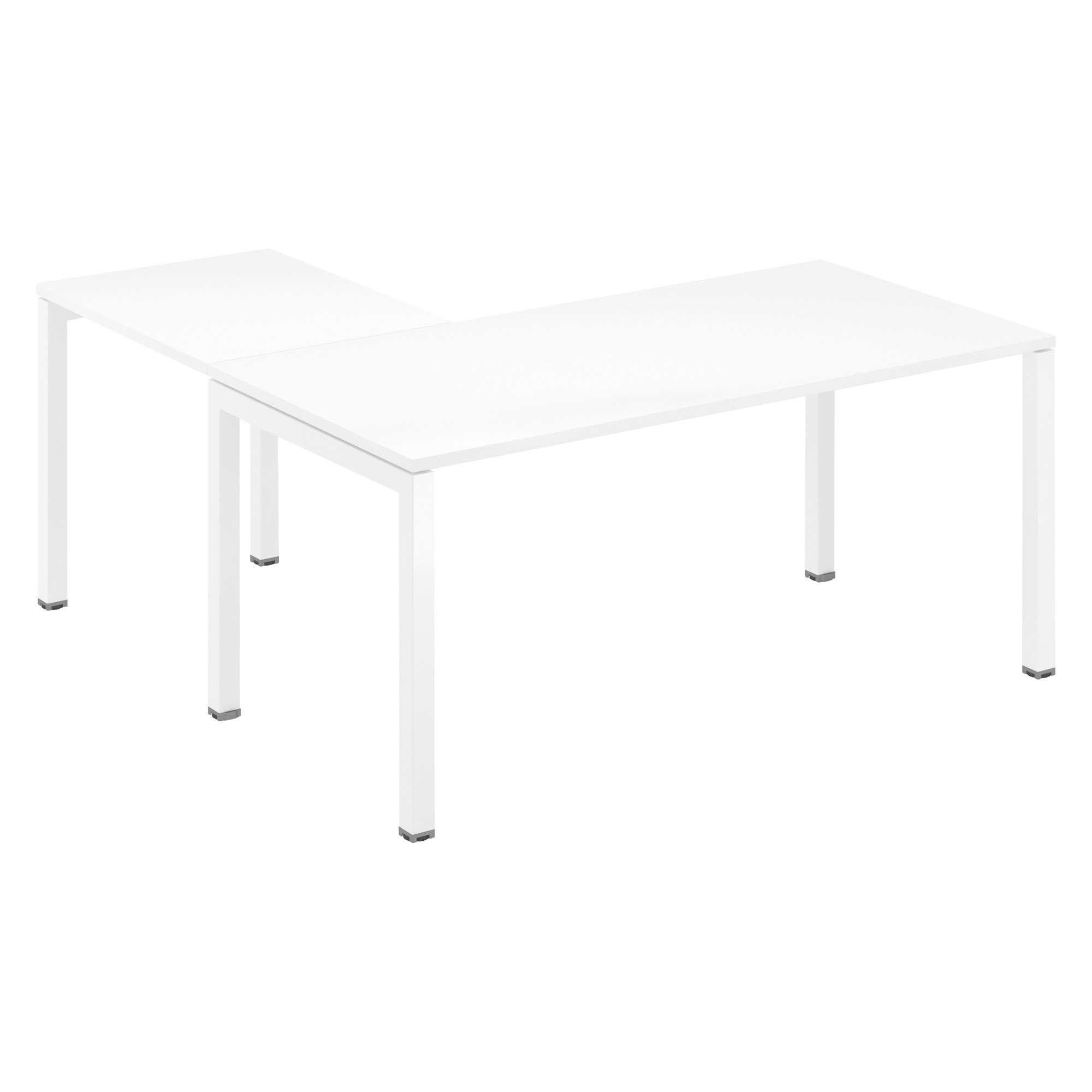 Bureau d'angle L 160 x P 160 cm blanc piètement métal - Team line
