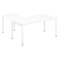Bureau d'angle L 160 x P 160 cm blanc piètement métal - Team line