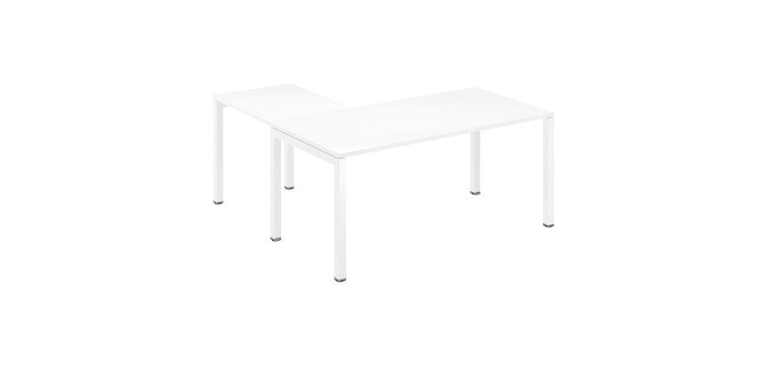 Bureau d'angle L 160 x P 160 cm blanc piètement métal - Team line
