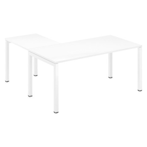 Bureau d'angle L 160 x P 160 cm blanc piètement métal - Team line