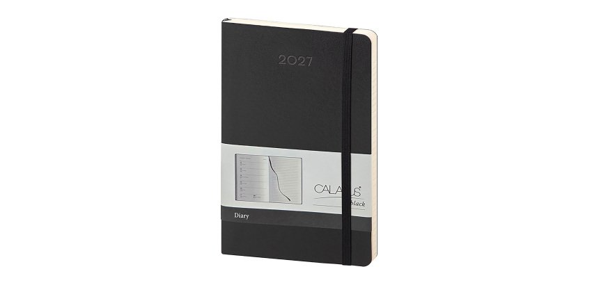 Agenda con elastico 2026 9x14 cm settimanale nera 150 pagine copertina flessibile