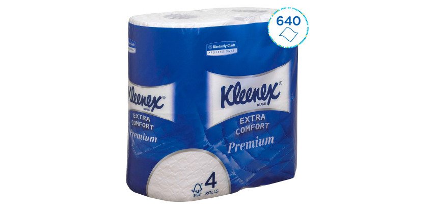 Toilet paper quadruple thickness Kleenex Extra Comfort Premium - 4 rolls of 160 sheets