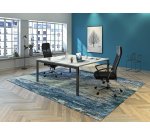 Pôle 2 bureaux droits Arko plateaux chêne clair piètement métal arche