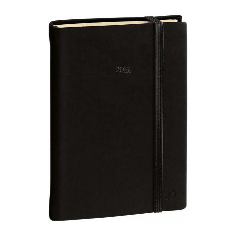 Daily 17 Agenda giornaliera Prestige ML Silk 2025 Nero con elastico 12 mesi 12 x 17 cm