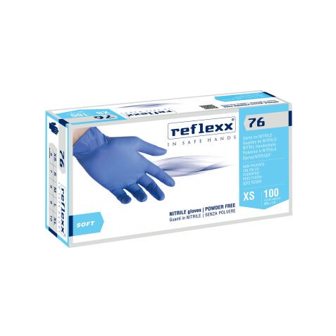 Guanti monouso Reflexx® R76 in nitrile azzurro, 100 unità