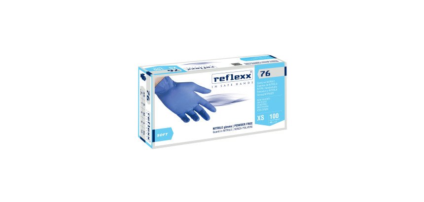 Guanti monouso Reflexx® 76 in nitrile azzurro, 100 unità