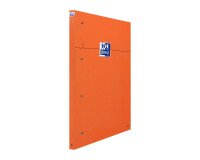 Bloc de bureau Oxford 23 x 29,7 cm orange agrafé - 5 x 5 mm - 80 feuilles perforées