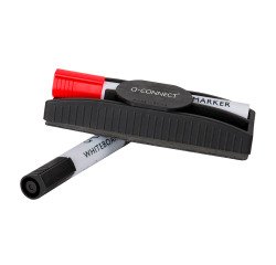 Borrador Q-connect magnético con rotulador rojo y negro para pizarra blanca