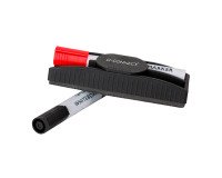 Borrador Q-connect magnético con rotulador rojo y negro para pizarra blanca